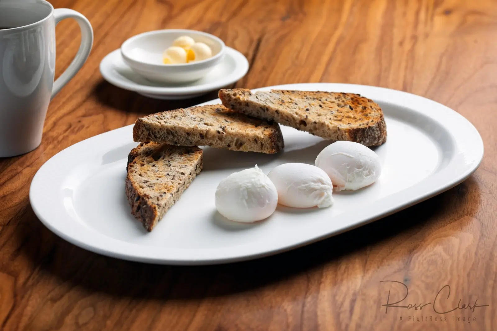 Poached eggs photographed by FixItRoss